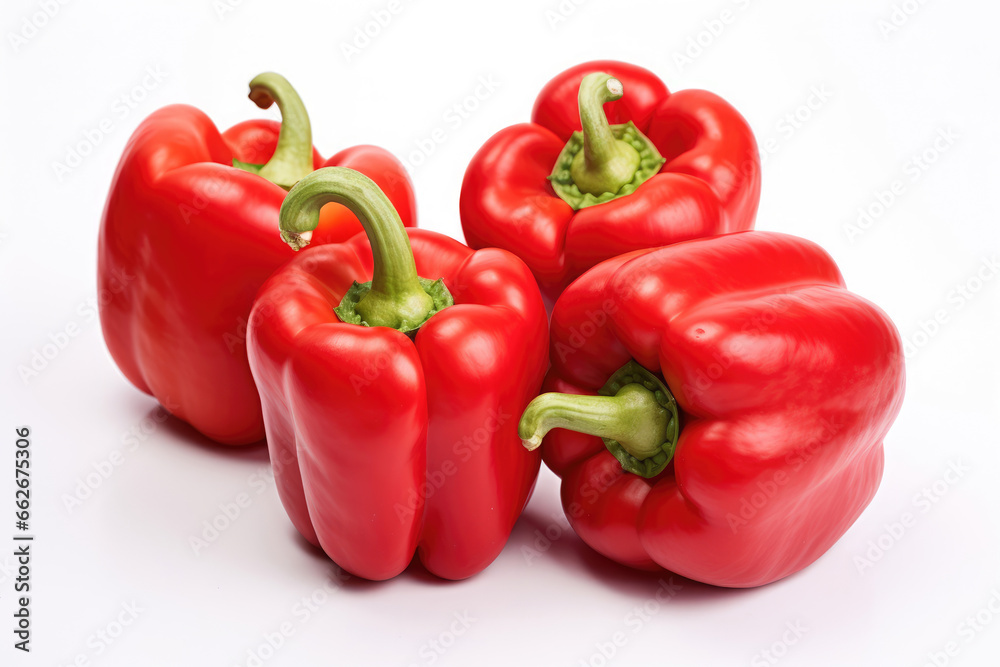 Red bell peppers on white background