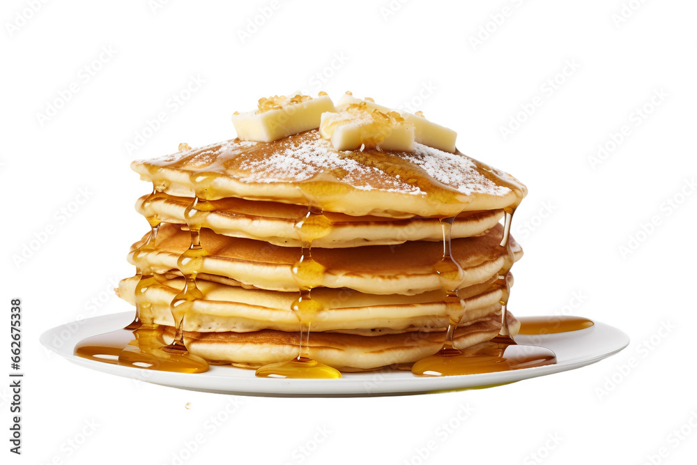 Pancake Pileup isolated on transparent background, Generative Ai