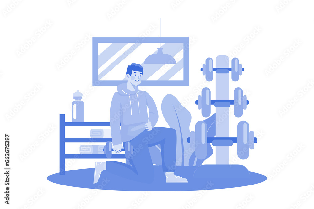 Man training with weightlifting.
