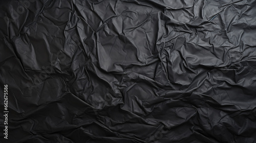 Empty crumpled wet black paper blank texture photo