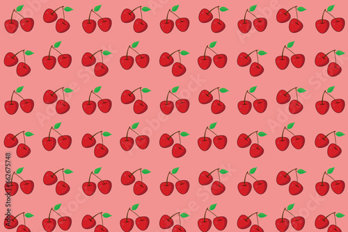 Cherry fruit seamless pattern. Fabric texture with cherries.