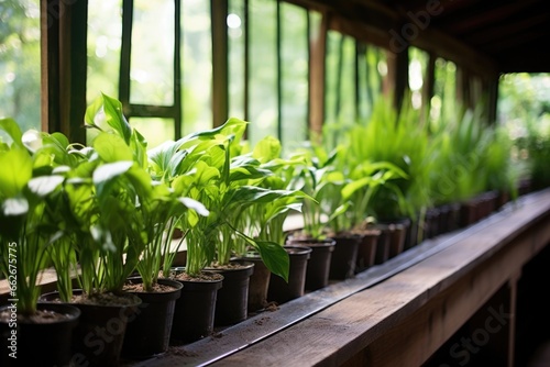 a row of green plants providing a calm atmosphere
