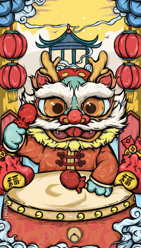 dragon chinese new year red packet envelop card poster design vector china holidays