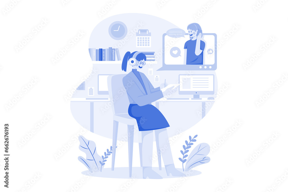 Female Operators Working With Customers at the call center Female Operators Working With Customers at the call center