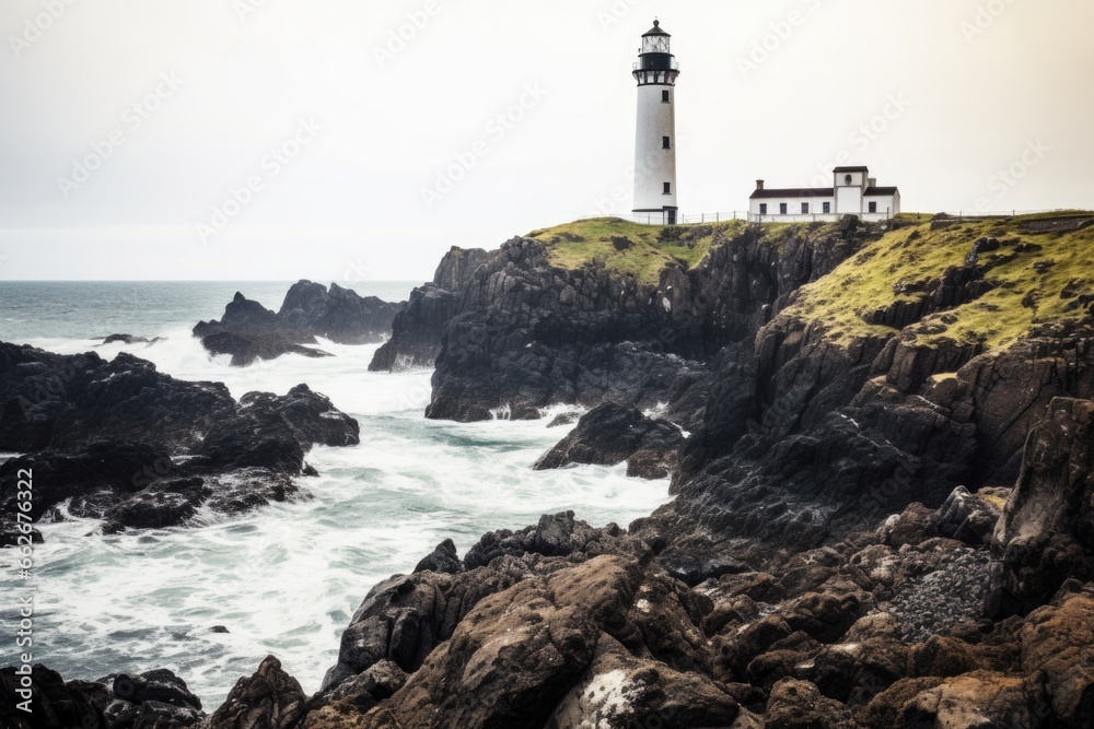 lighthouse standing tall on rugged coastline