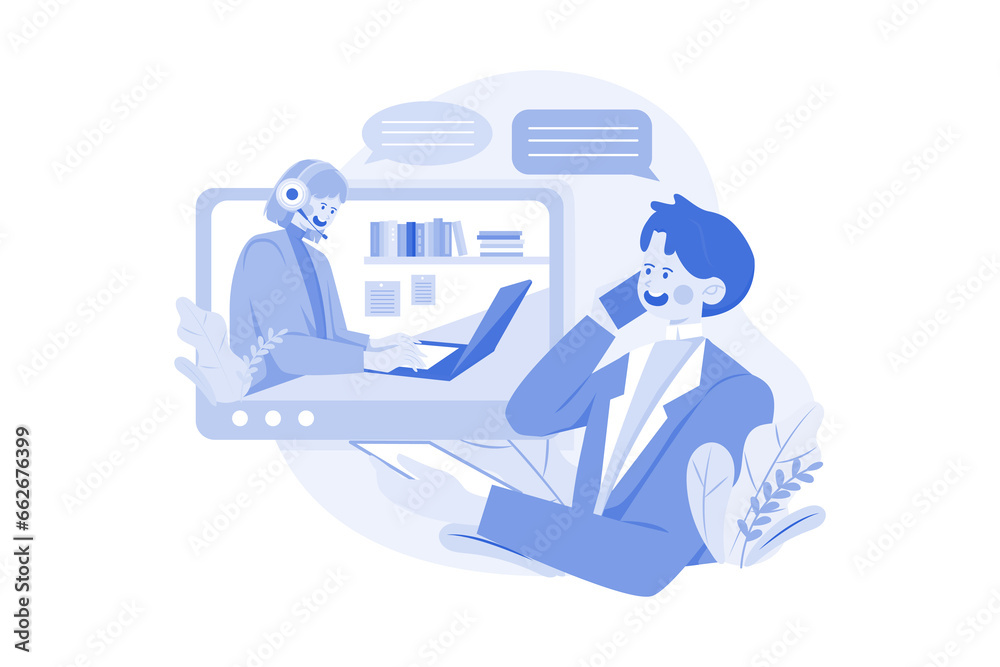 Man Mobile Conversation with Support Young Woman Man Mobile Conversation with Support Young Woman