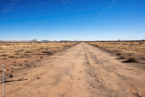a long view of a desolate walking path at a camp