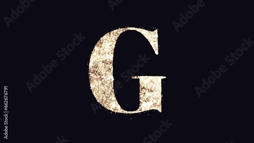 This video features an English alphabet letter 'G' as a logo, with golden and white particles emanating from it, creating a rich and exciting effect. photo