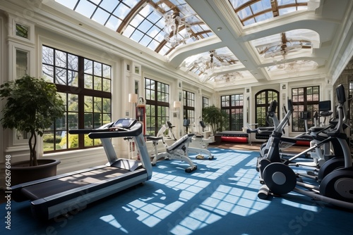 Beautiful gym in large mansion in the New York suburbs