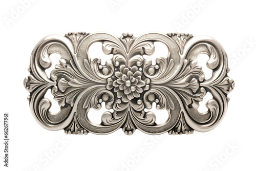 Silver Belt Buckle isolated on transparent background, Generative Ai photo