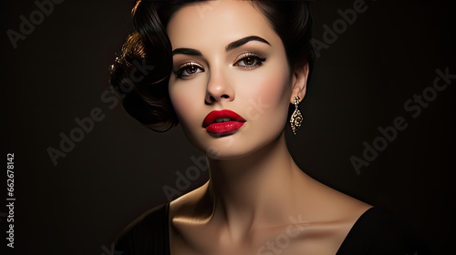 Model in a vintage-inspired beauty look, emphasizing the classic winged eyeliner, set in a retro diner