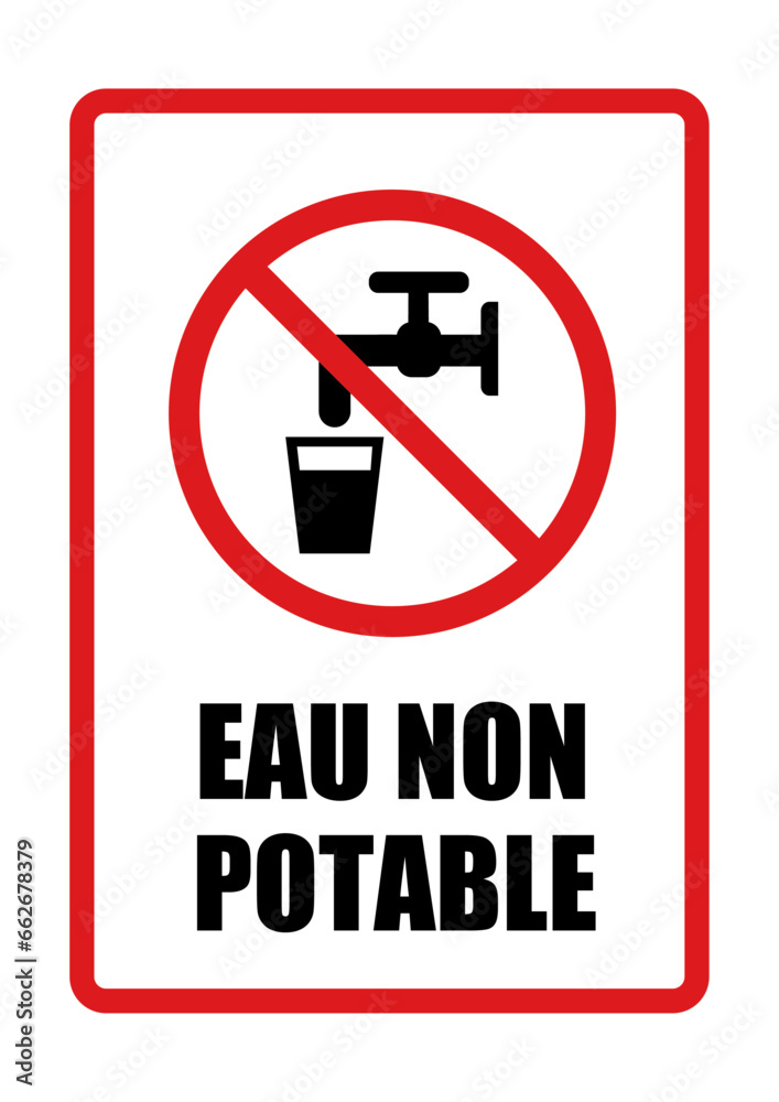 eau non potable interdite panneau interdiction fond rouge barré Stock Vector Adobe Stock