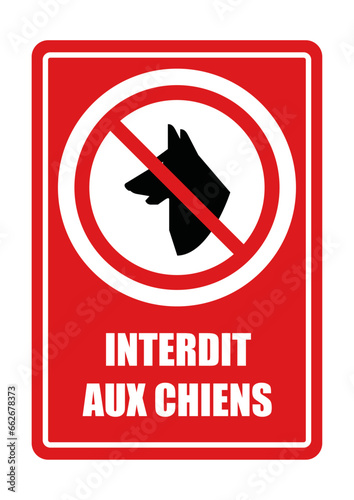 chiens interdit panneau interdiction fond rouge