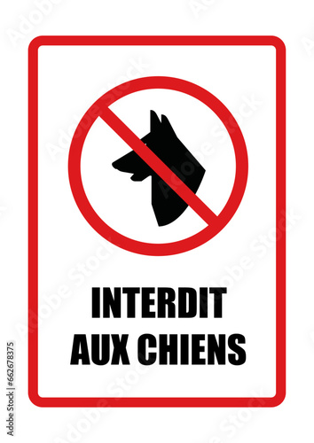 chiens interdit panneau interdiction fond rouge barré