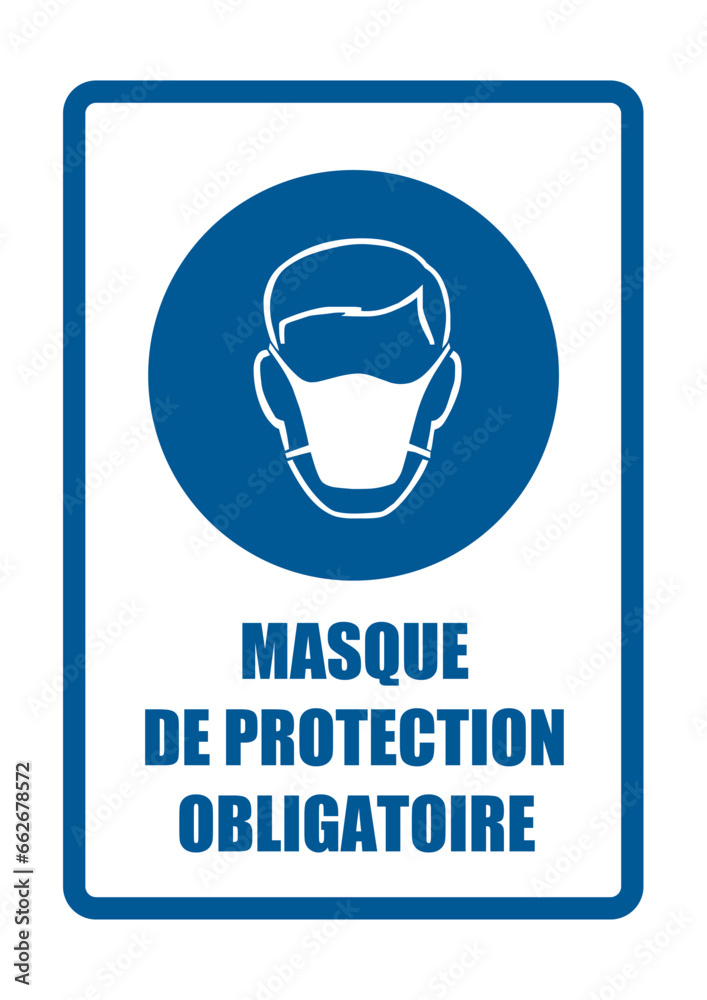 masque obligatoire equipement sécurité travail EPI icones rond bleu