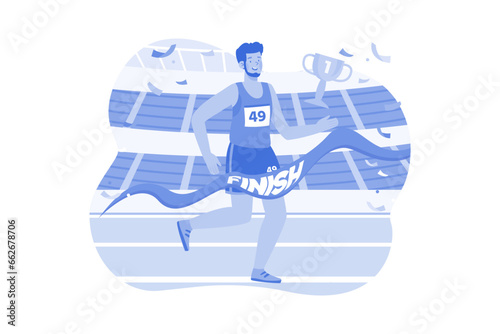 Bearded dude running fast on the stadium