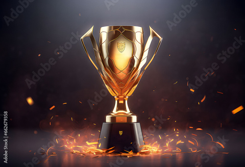 Realistic Golden Trophy For Winner
