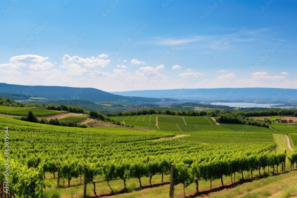 panoramic view of green vineyards