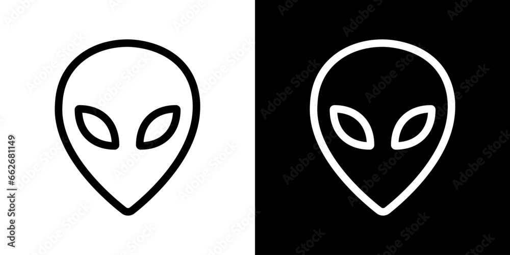 Aliens head. Alien black face illustration. Martian head vector icon. Aliens head. Alien black face illustration. Martian head vector icon.