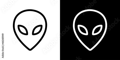 Aliens head. Alien black face illustration. Martian head vector icon.