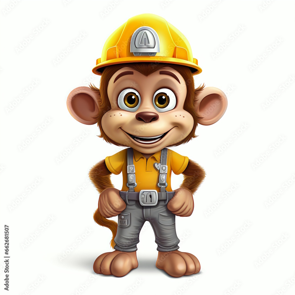 Monkey Engineer Cartoon Character Vector Graphic Monkey Engineer Cartoon Character Vector Graphic