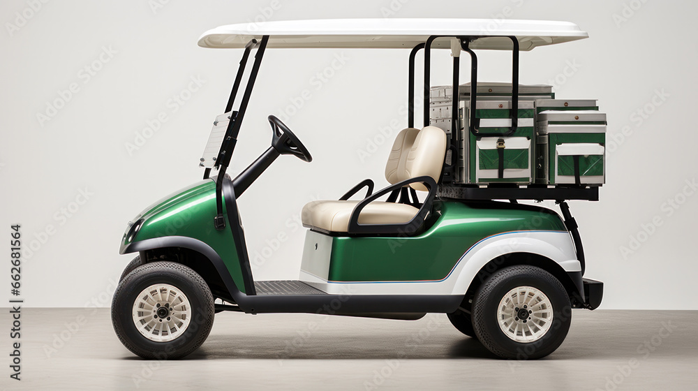 Green Golf cart golfcart isolated on white background