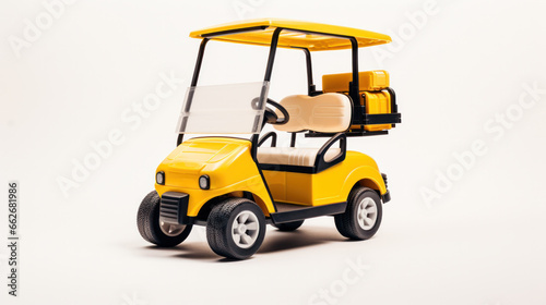 Yellow Golf cart golfcart isolated on white background