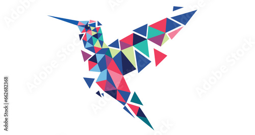 colibrì, poligonale, triangoli, low poly, 