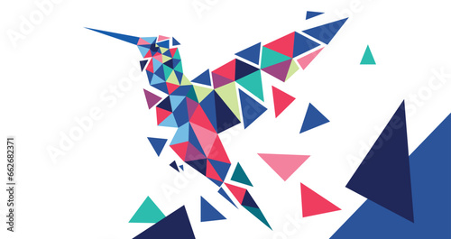 colibrì, poligonale, triangoli, low poly, 