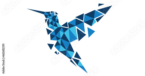 colibrì, poligonale, triangoli, low poly, 