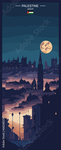 Palestine travel poster | banner design | night view | destination