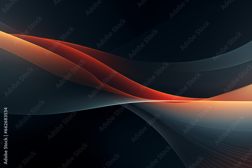 abstract dark duotone blue and orange neon background design with stripes and lines in different shapes as modern technology, data processing, hologram wallpaper - generative ai - obrazy, fototapety, plakaty 