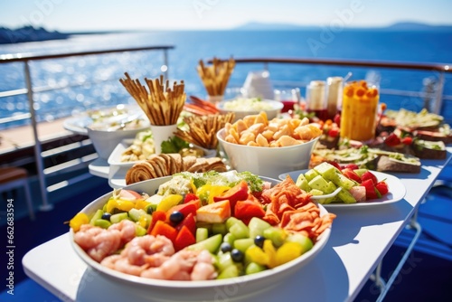 catering tray of appetizers on cruise ship deck