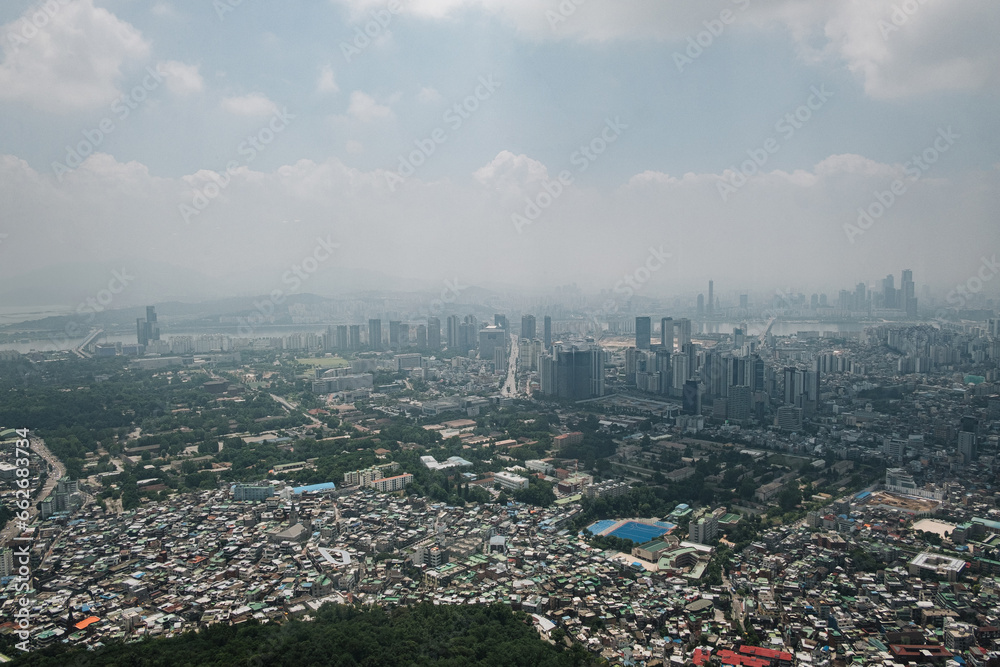 seoul skyline from namsan tower view