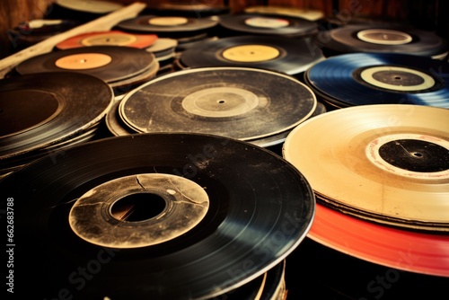 an array of old vinyl records