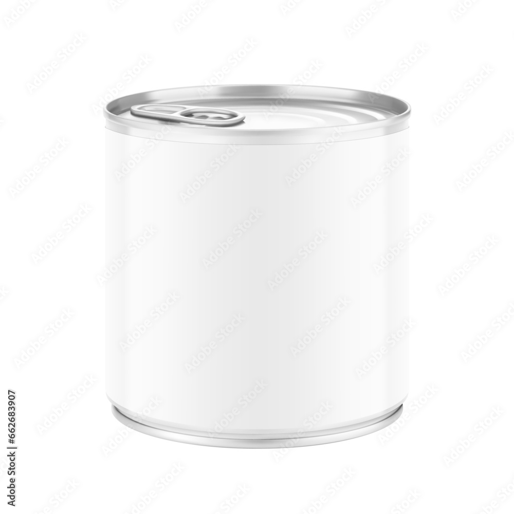 Hight realistic can with easy-open lid mockup. Vector illustration isolated on white background. Easy to use for presentation your product, idea, design. EPS10. Hight realistic can with easy-open lid mockup. Vector illustration isolated on white background. Easy to use for presentation your product, idea, design. EPS10.