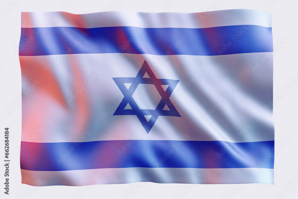 Official national Flag of Israel, waving in the wind. Israel flag with star of David, silk texture, isolated. Israel-Hamas war, military operations in Gaza Strip. Patriotic Israel nation symbol, 3D Official national Flag of Israel, waving in the wind. Israel flag with star of David, silk texture, isolated. Israel-Hamas war, military operations in Gaza Strip. Patriotic Israel nation symbol, 3D
