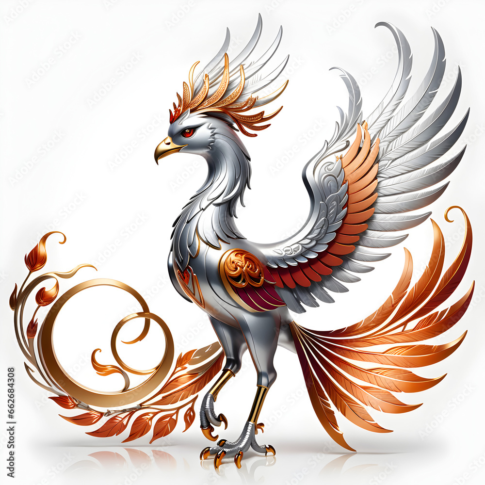 Fototapeta premium Logo of a golden bird. Generative AI