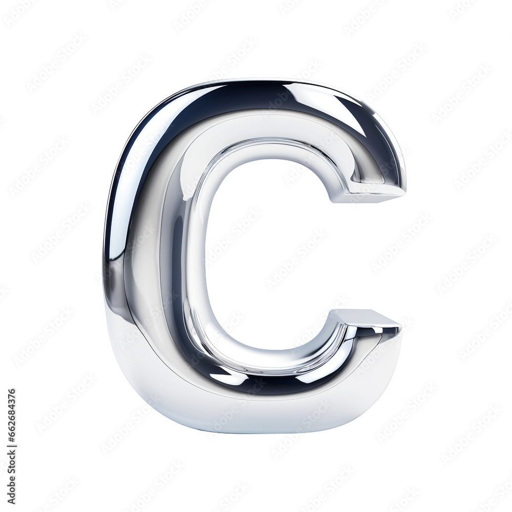 Glossy alphabet C, isolated.
Generative Ai image.