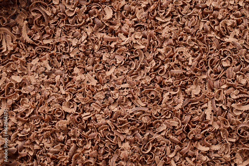 Top view of chocolate shavings texture background