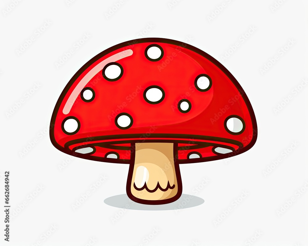 Whimsical Red Mushroom with Playful Polka Dots in a Simple Illustrative Style - Generative AI Whimsical Red Mushroom with Playful Polka Dots in a Simple Illustrative Style - Generative AI