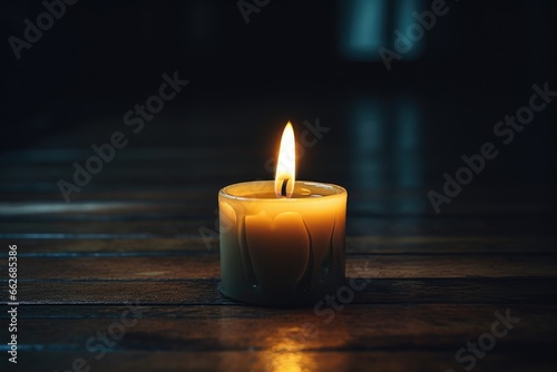 a single candle burning in an otherwise dark room