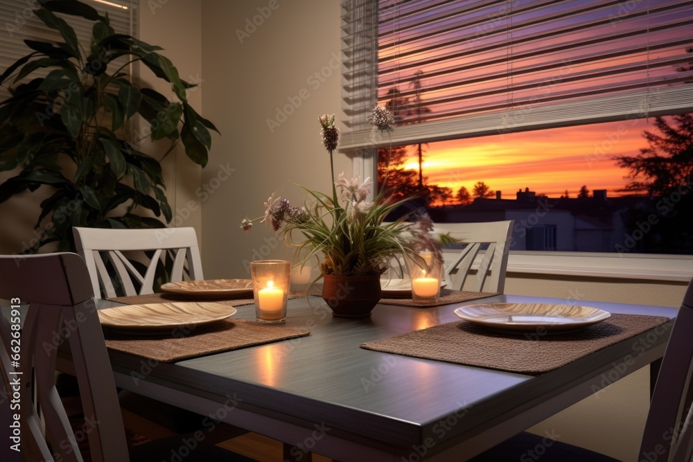 well-lit dining area with a glass top table well-lit dining area with a glass top table