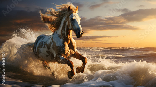Horse galloping seaside © Mishu