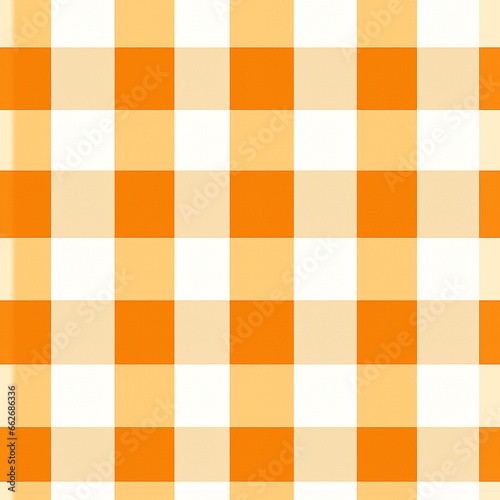 Orange and white gingham pattern, tile. Generative Ai image.