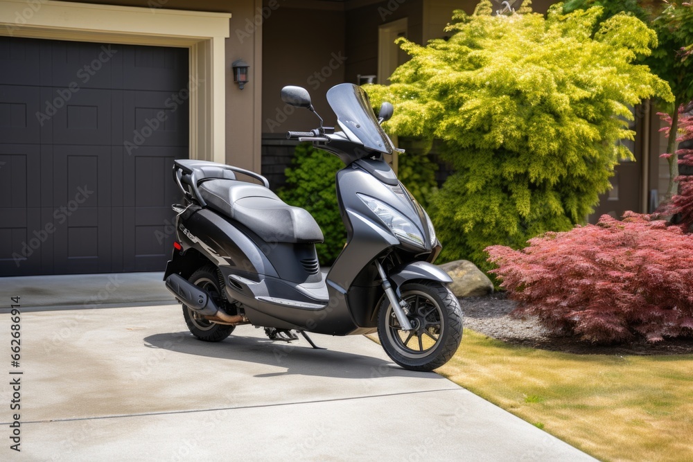 mobility scooter parked at a residential driveway