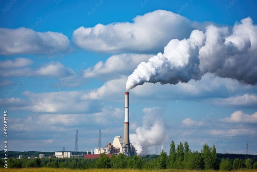 industrial chimney releasing smoke amidst clean-air landscape
