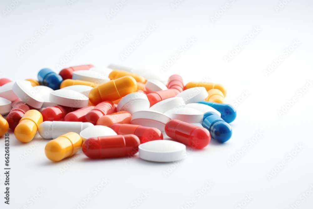 a pile of thyroid medication pills on white surface a pile of thyroid medication pills on white surface