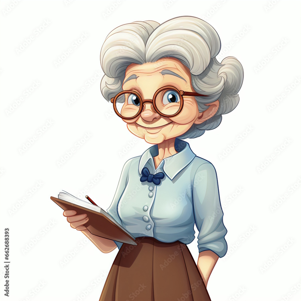 Old Lady as School Teacher Vector Graphic Old Lady as School Teacher Vector Graphic