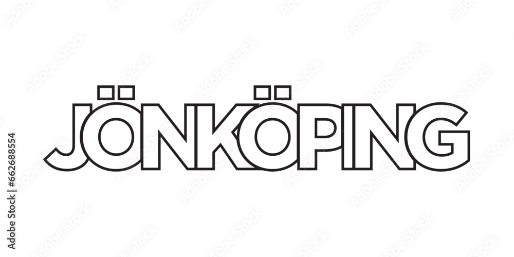 Fototapeta premium Jonkoping in the Sweden emblem. The design features a geometric style, vector illustration with bold typography in a modern font. The graphic slogan lettering.